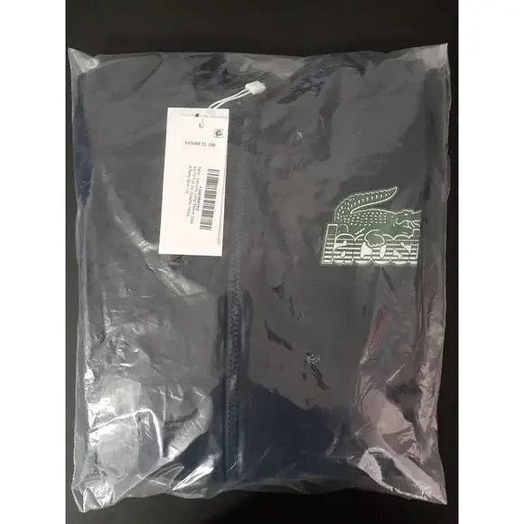 Lacoste Long Sleeve Classic Fit Full Zip Graphic Hoodie Navy Blue L
